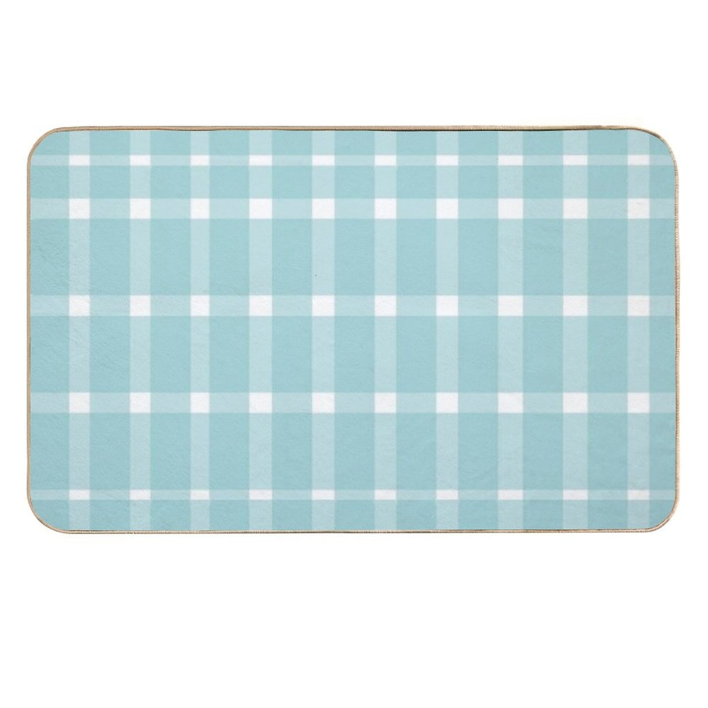 Blue Gingham Stain-Proof Bath Mat
