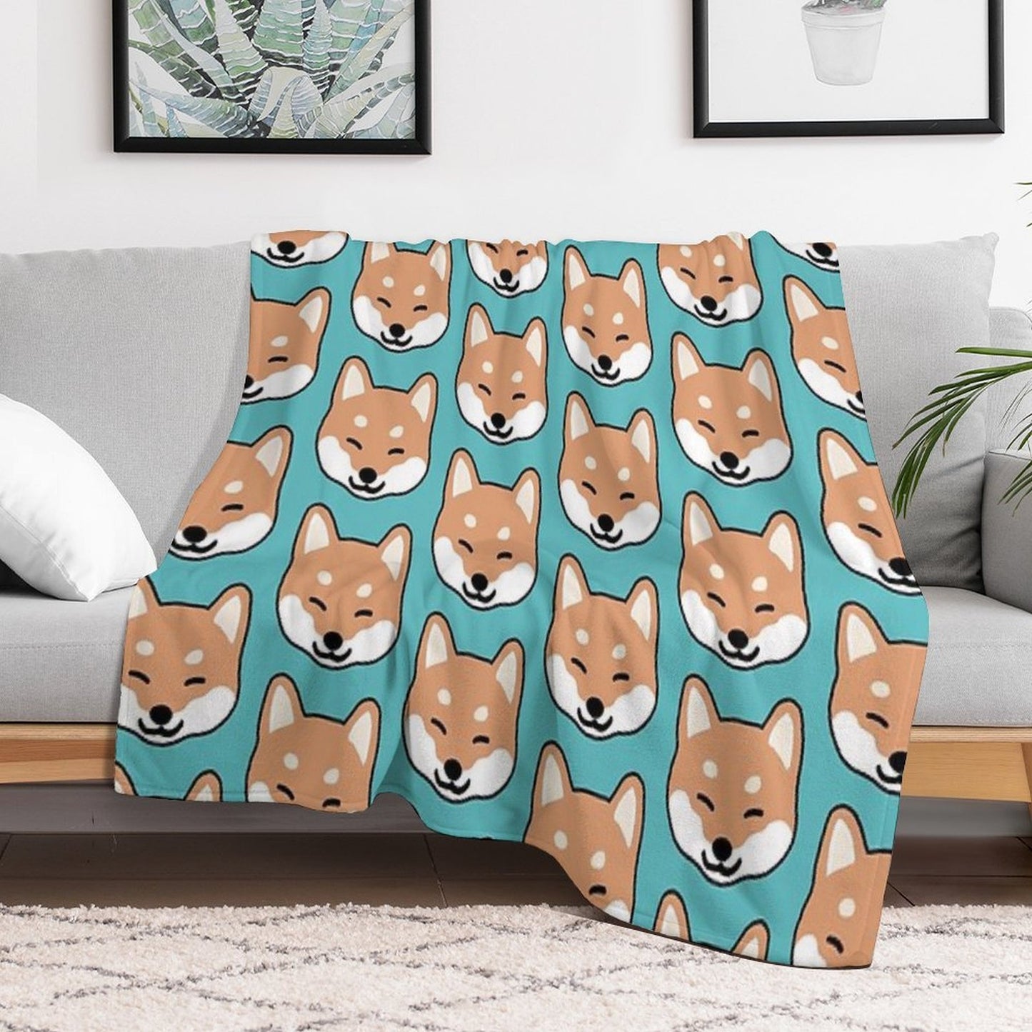 Shiba Inu Blinking Durable Throw Blanket