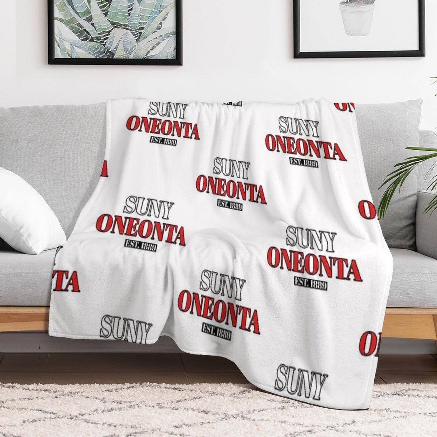 SUNY Oneonta Straightforward Velvety-soft Throw Blanket