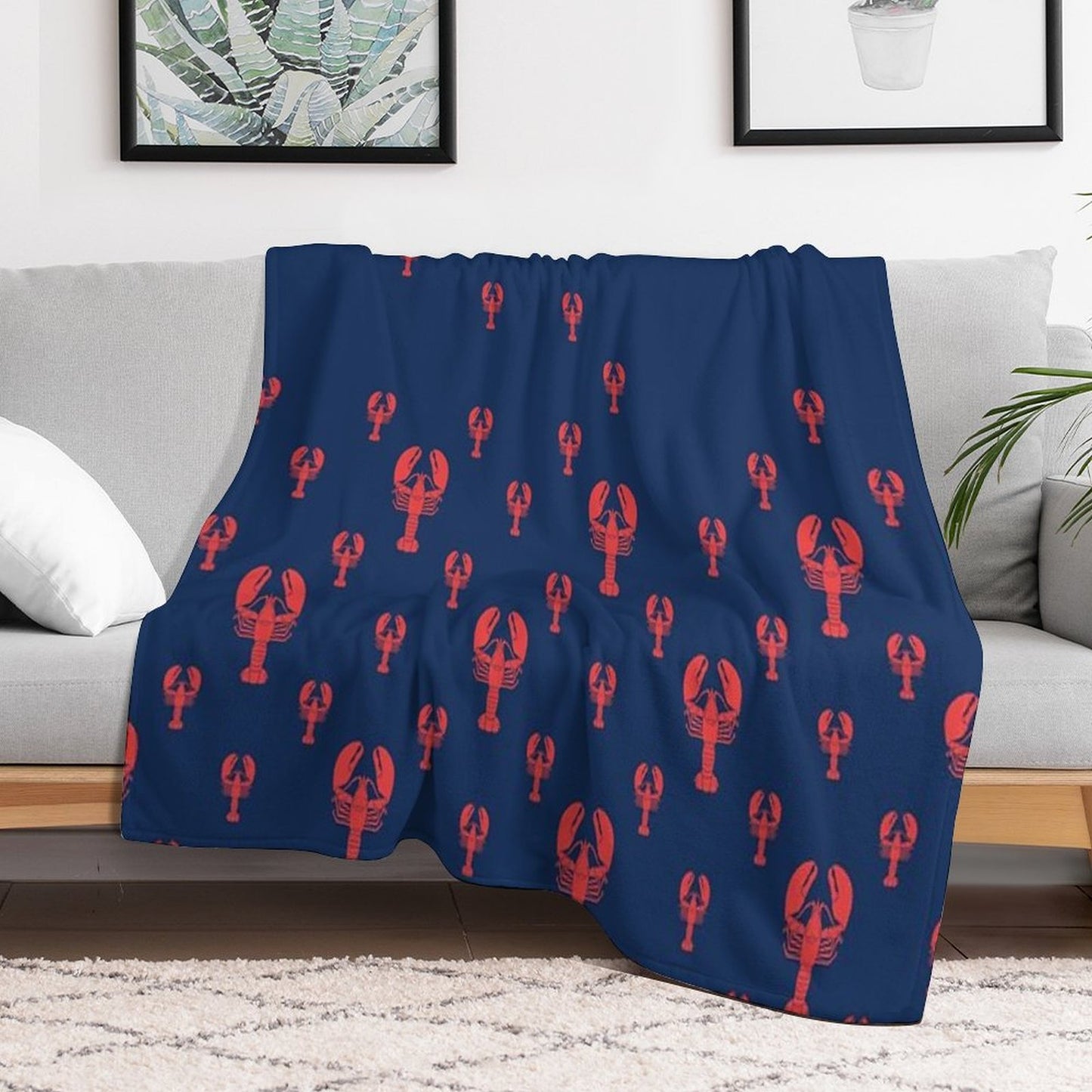 Lobster Squadron on Navy Shrink-resistant Throw Blanket