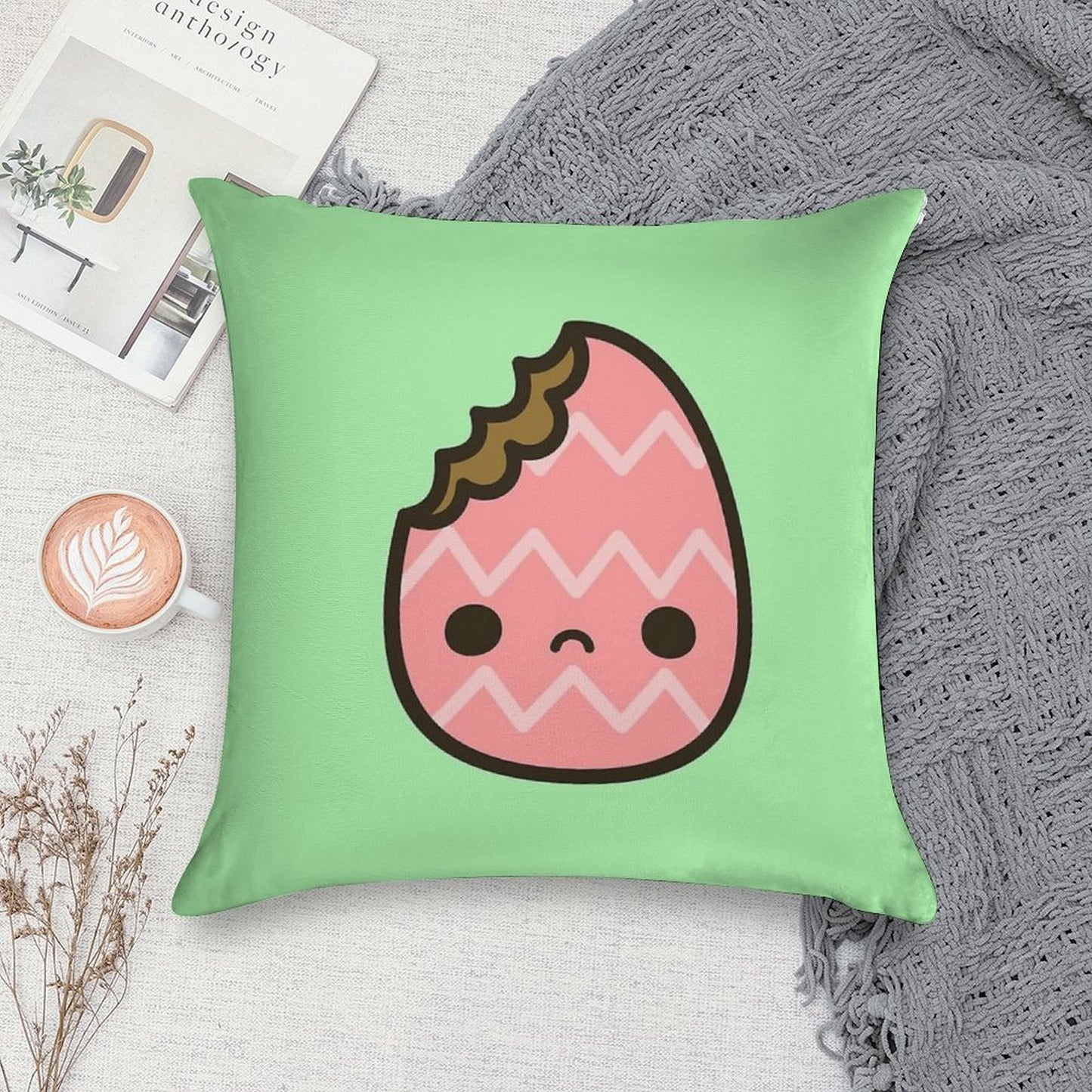 Sad Easter Egg Soft Fade-Resistant Throw Pillow