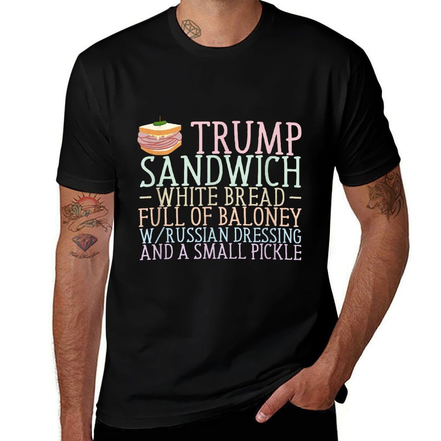 Anti Trump Sandwich Sign Funny Summer-ready Fabric T-Shirt