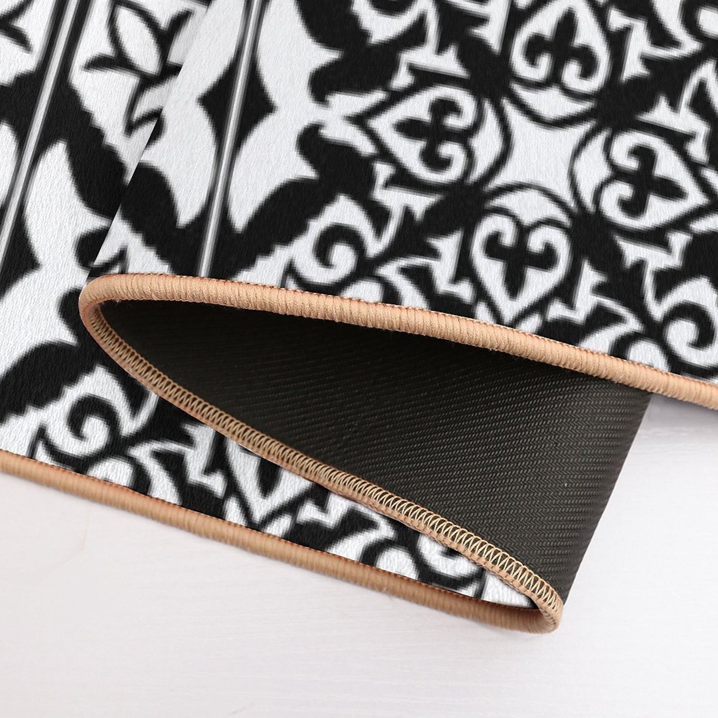 Moroccan Tile, Black And White Easy Maintenance Bath Mat