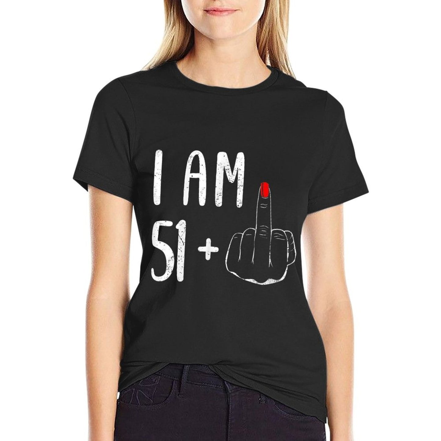 Womens I Am 51 Plus 1 Middle Finger For A 52nd Birthday Trendy Pattern T-Shirt