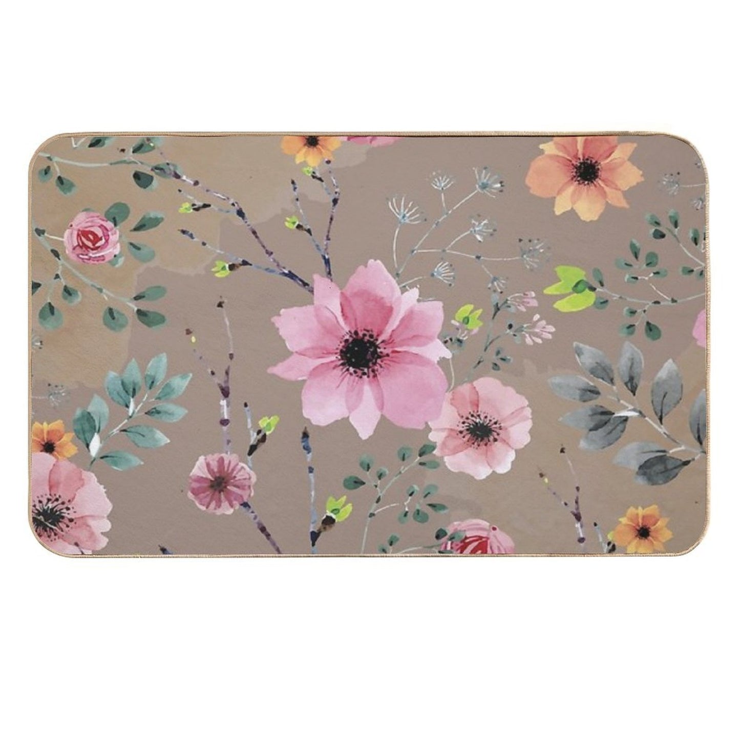 Watercolor Flowers XII (different Flowers) Absorbent Bath Mat