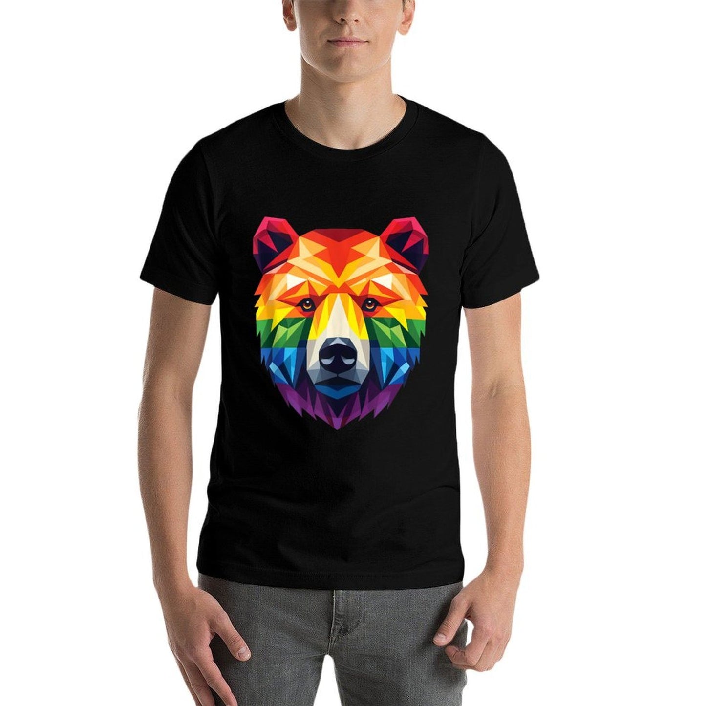 Geometric Bear in LGBT, Gay Pride Bear Tagless Design T-Shirt