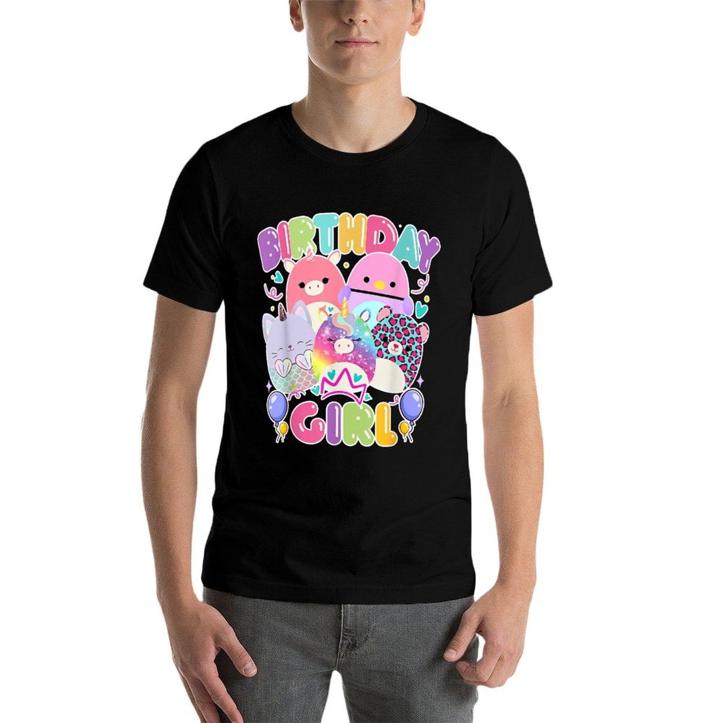 Cute Birthday Girl Squish Squad Mallow Girls Kids Bday Party Easy-care T-Shirt