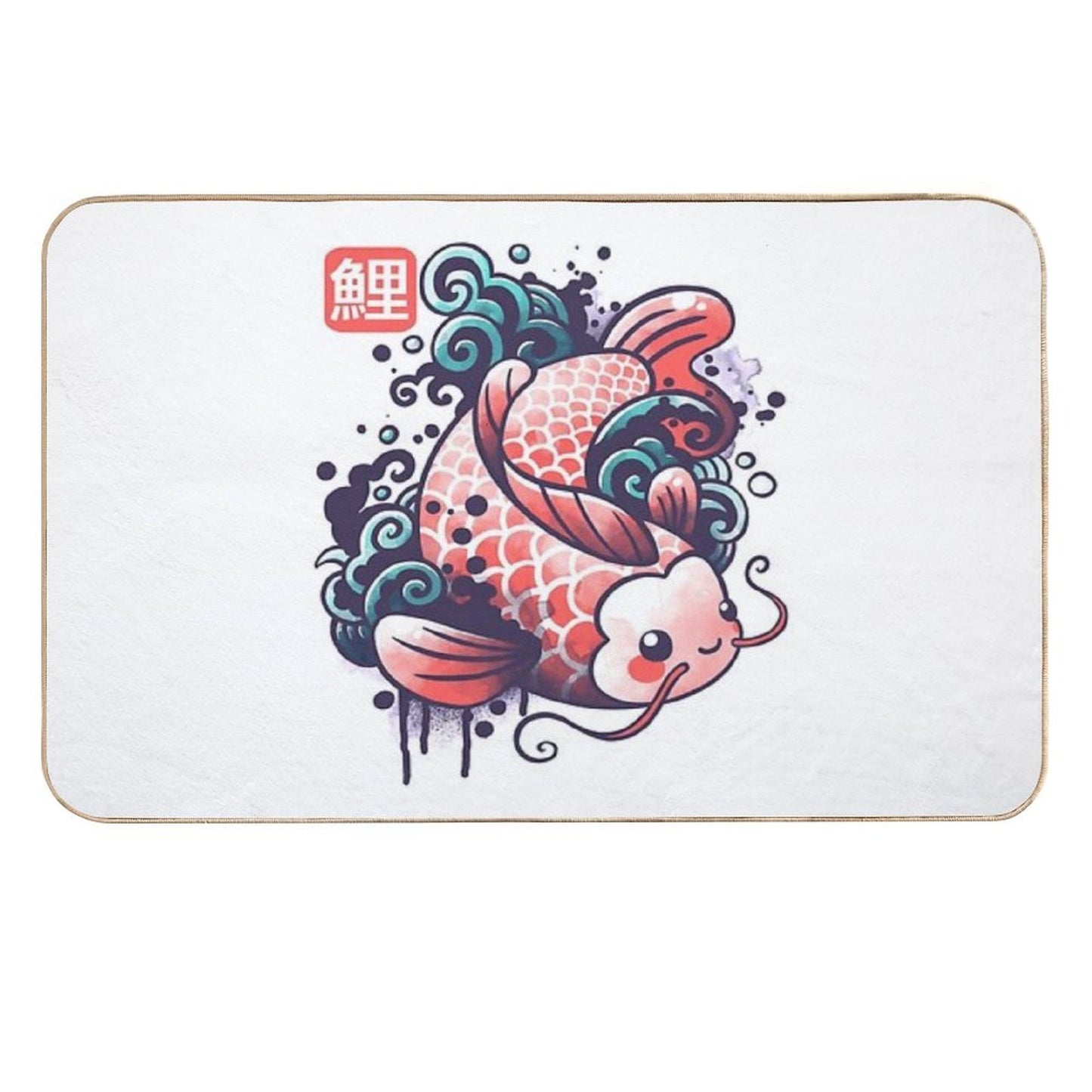 Koi Carp Fish Watercolor Absorbent Bath Mat