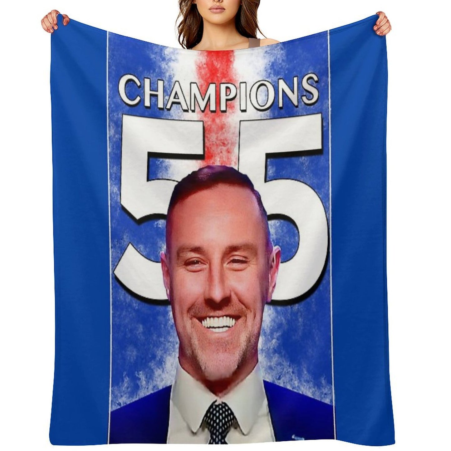 Glasgow Rangers Champions 55 Travel-friendly Throw Blanket