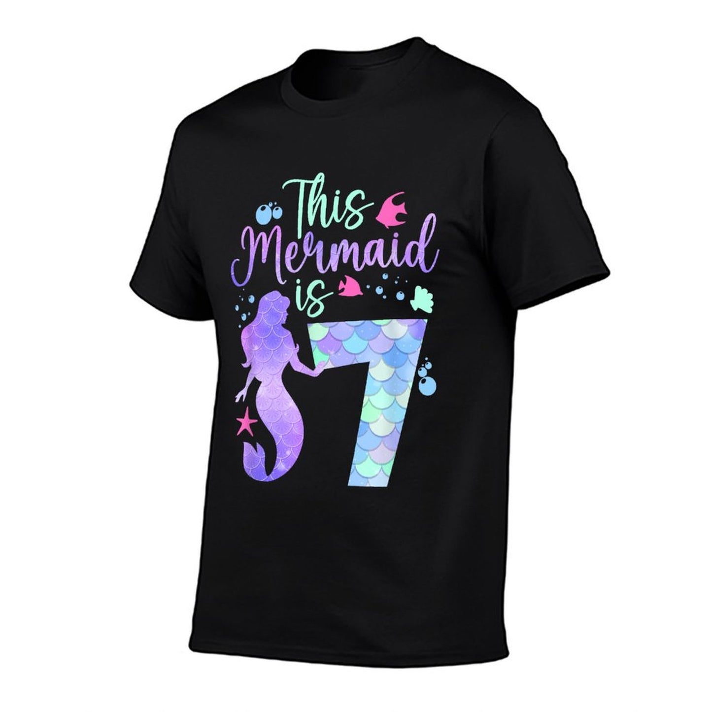 This Mermaid Is 7 Birthday Girls Mermaid Oversized Silhouette T-Shirt