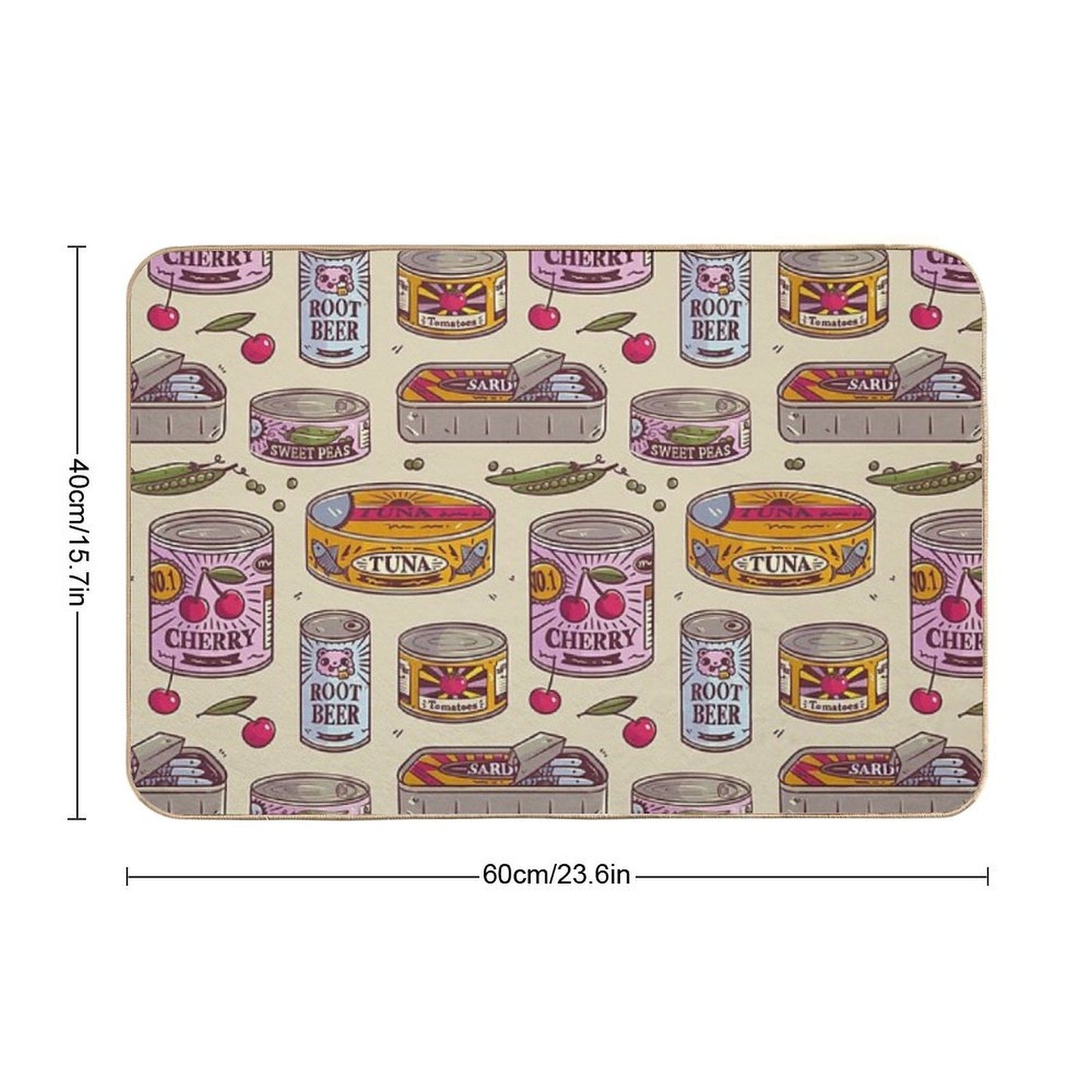 Vintage Canned Goods Pattern Pet-Safe Bath Mat