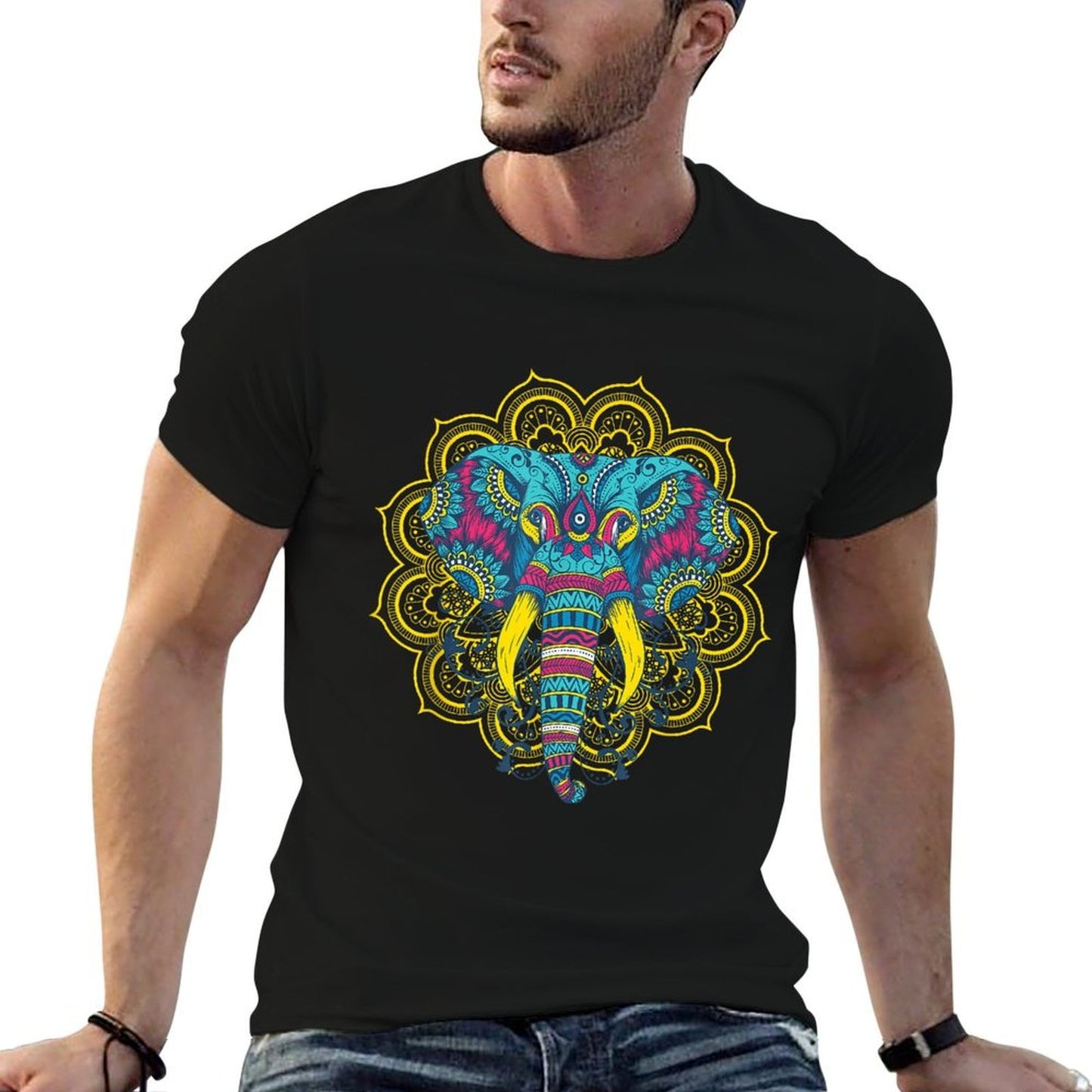 Wir Lieben Elefanten Elephant Mandala Pattern India Hinduism Yoga Gift Slim-fit Cut T-Shirt
