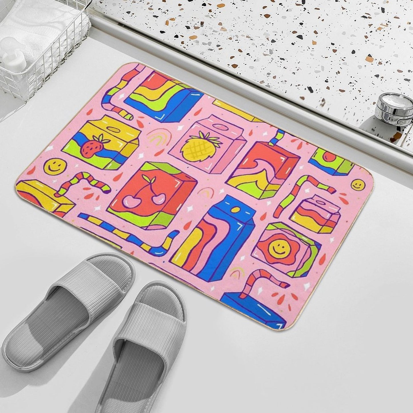 Juice Box Print Long-Lasting Bath Mat