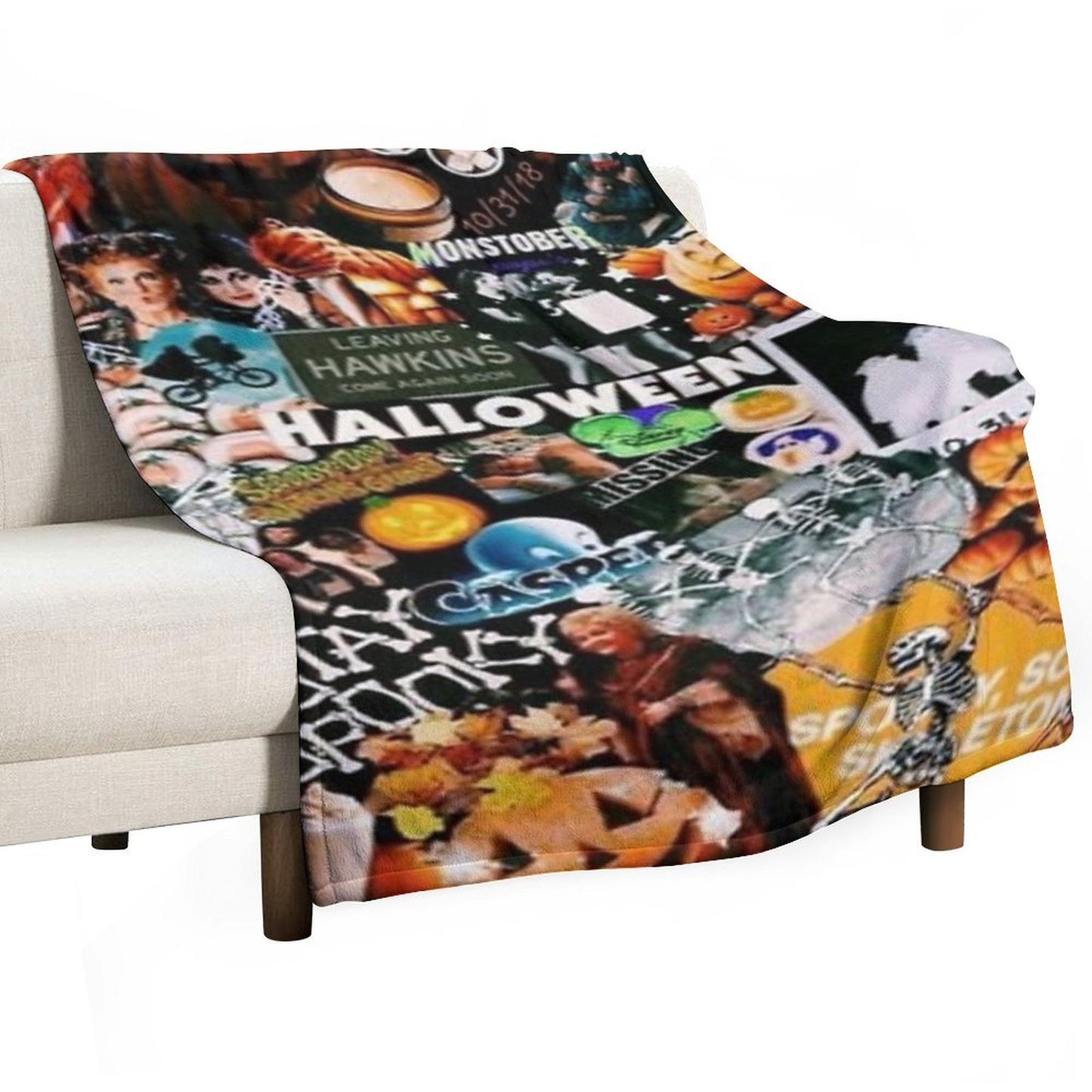 Halloween Collage Durable Throw Blanket