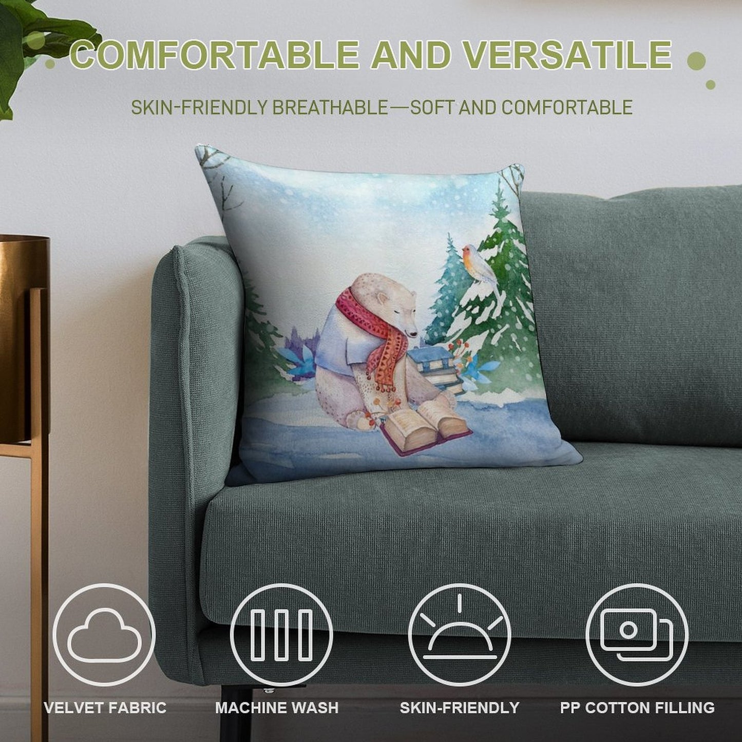 Winter Bear Soft Warmth Comfort Throw Pillow