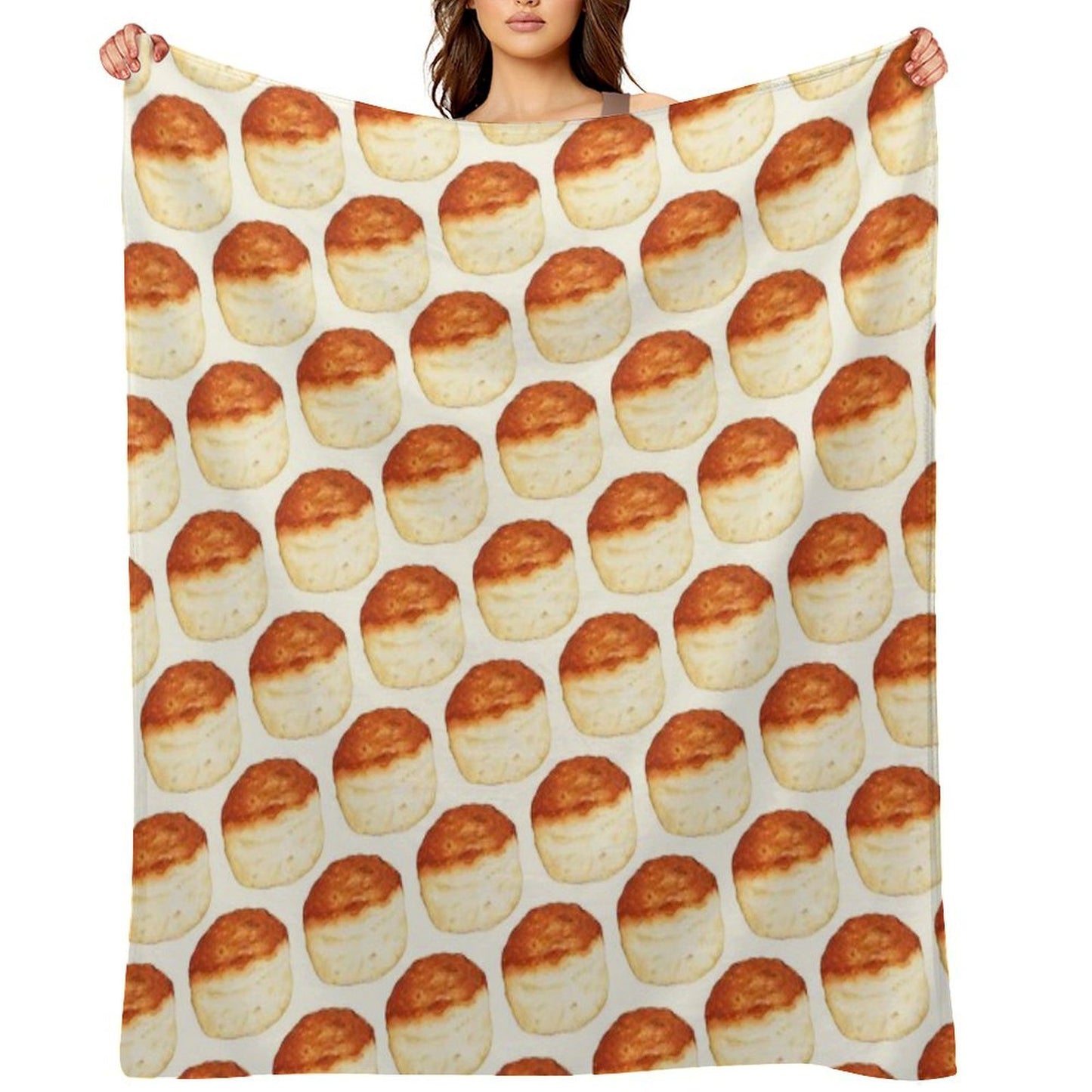 Biscuit Pattern - White Lightweight Throw Blanket