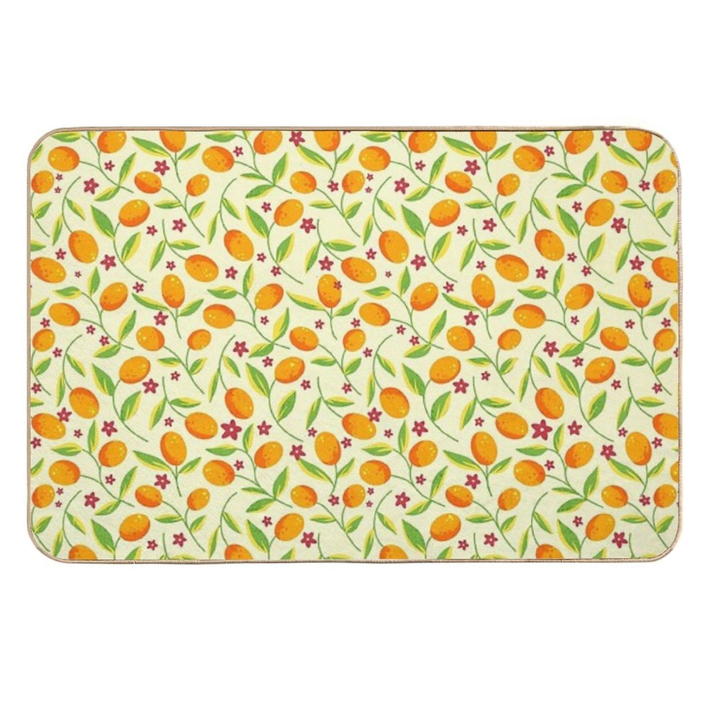 Orange Citrus Floral Pattern – Seamless Summer Fruit Botanical Illustration Odorless Bath Mat
