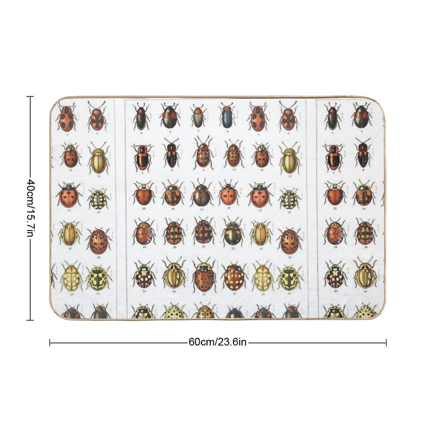 Ladybird Beetles Vintage Scientific Absorbent Bath Mat
