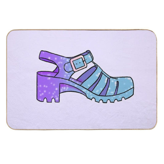 Jelly Sandals Glitter Transparent Shoes Cute Aesthetic Illustration  Absorbent Bath Mat