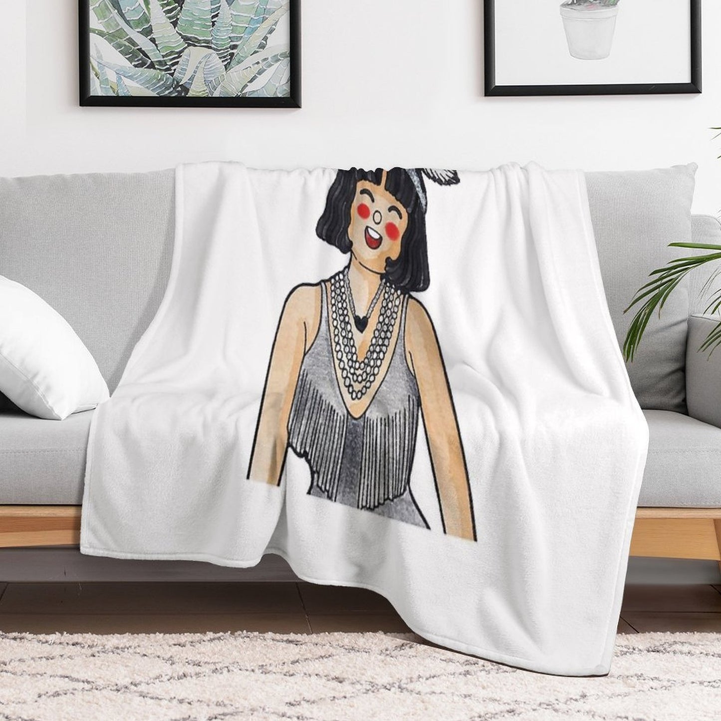 Showgirl – Cartoon Watercolor Art Easy Care Throw Blanket