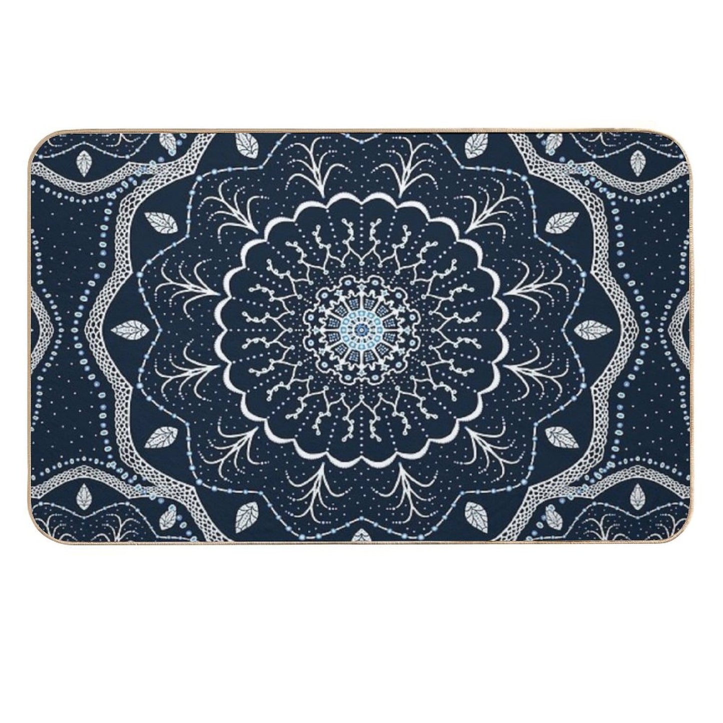 Black White Blue Mandala High-Traffic Bath Mat