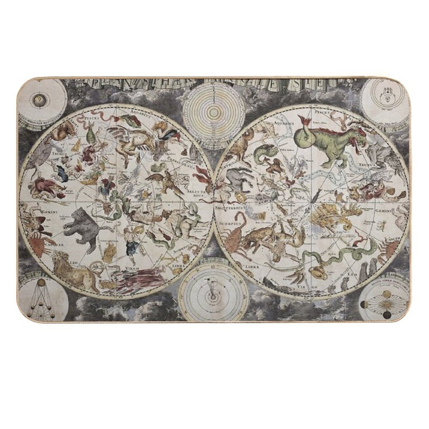 Vintage Celestial Star Map Easy Maintenance Bath Mat