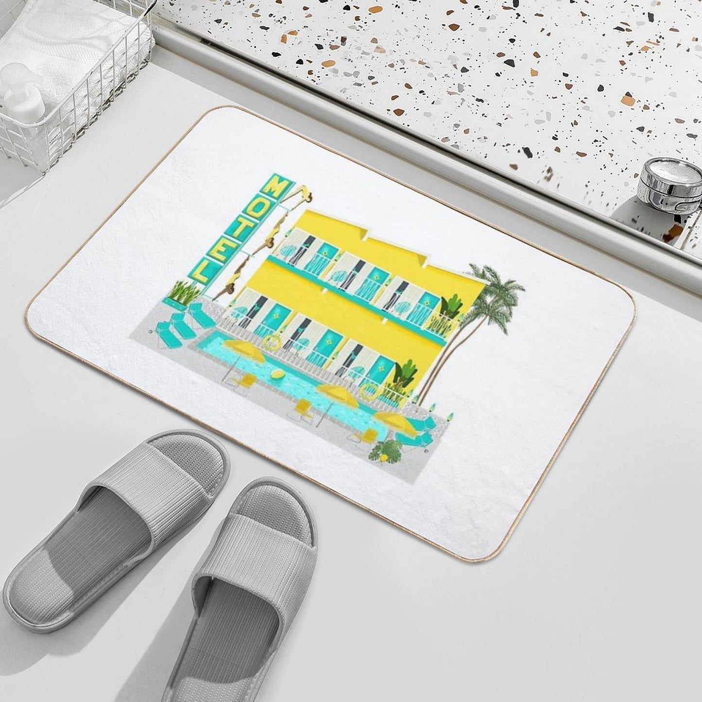 Vintage Motel Pool Repositionable Bath Mat