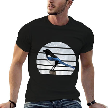 Magpie Winter Birds Christmas Snow Birder Birdwatching  Polyester Blend T-Shirt