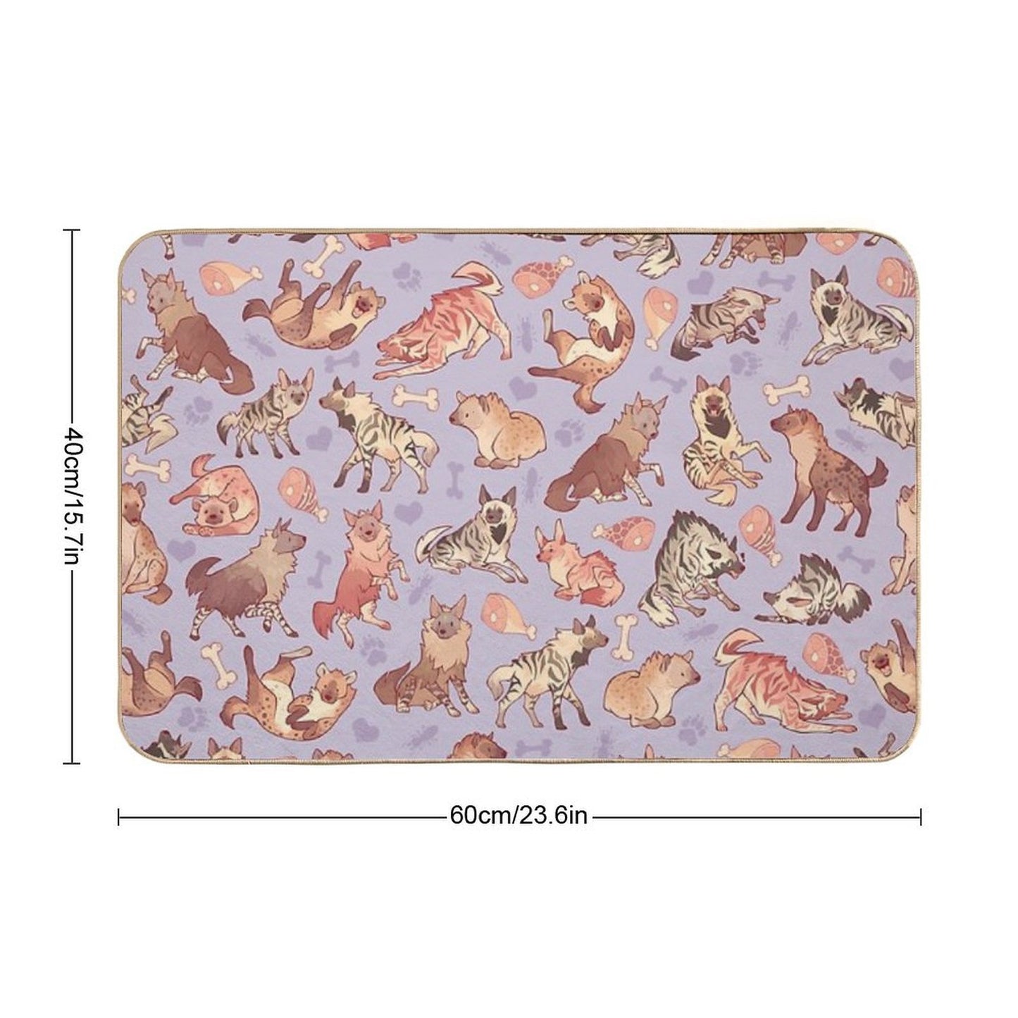 Hyenas in Lavender  Long-Lasting Bath Mat