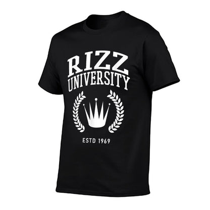 Rizz University Funny Meme Rizzler W Rizz God  Ribbed Collar T-Shirt