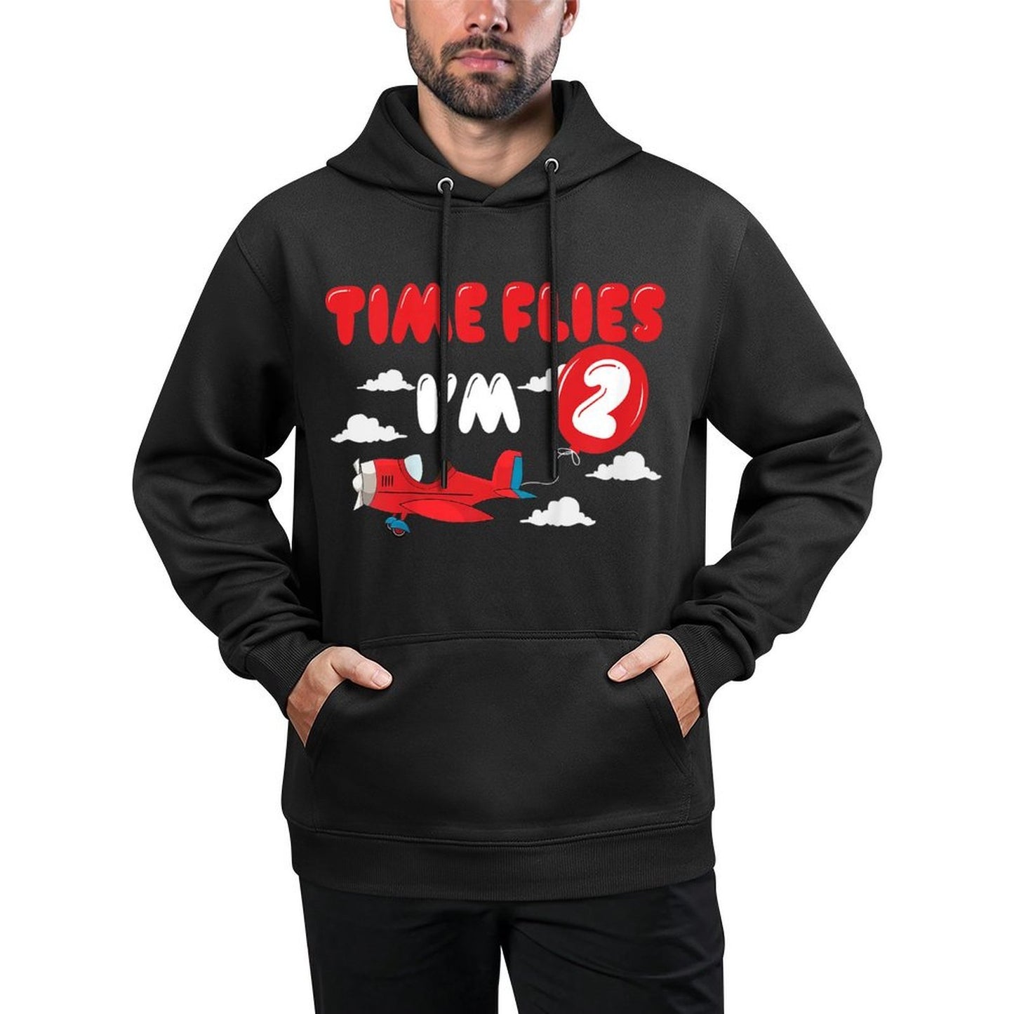 Kids 2nd Birthday Airplane Time Flies I’m Two 2 Yrs Old Shape Retention Hoodie