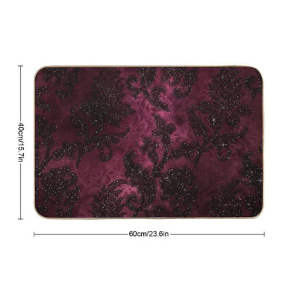Vintage Glamour Burgundy Damask  Rapid-Drying Bath Mat