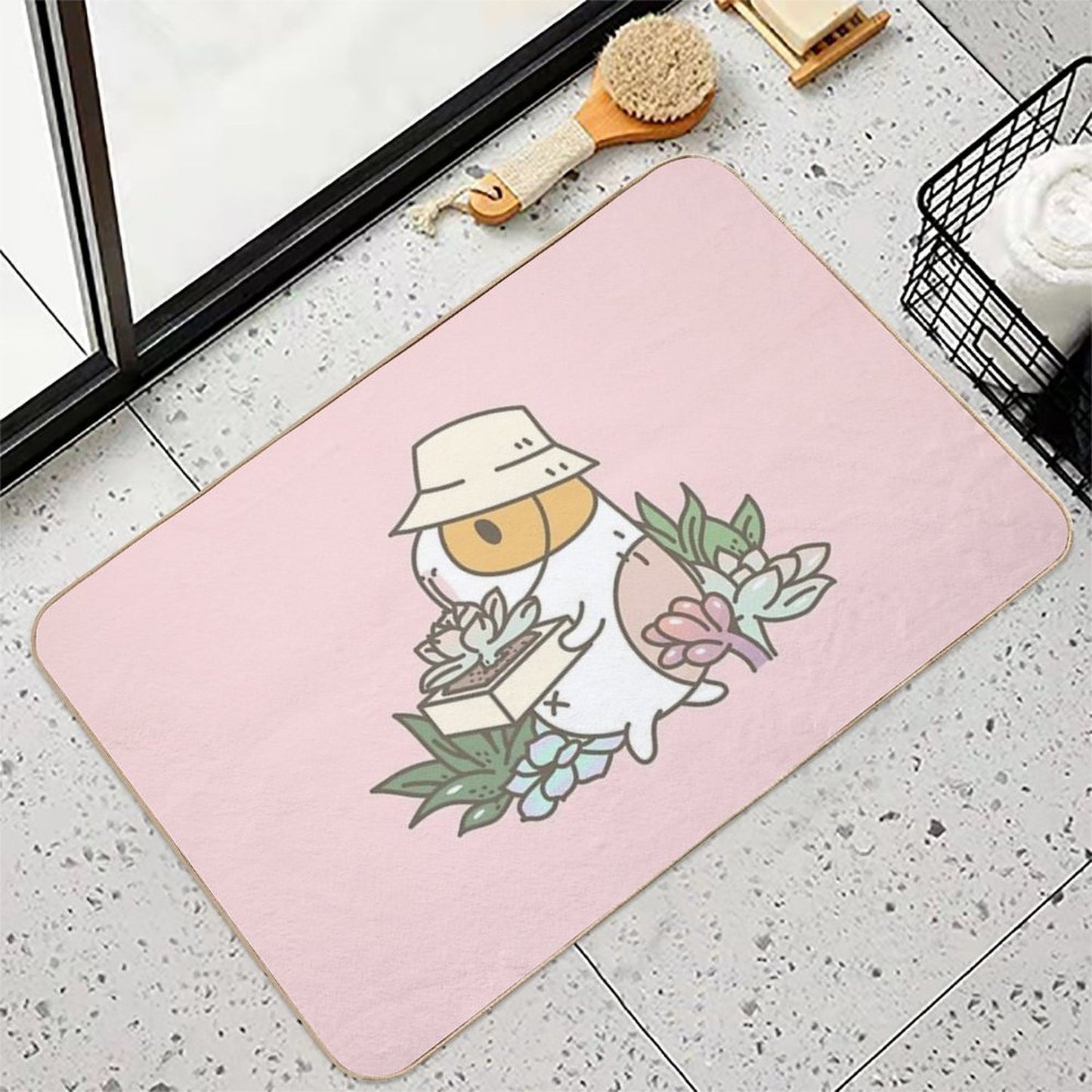Bubu The Guinea Pig, Succulent Love  Dirt-Trapping Bath Mat
