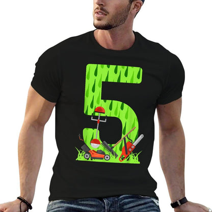 Funny 5th Birthday Lawn Mower for Boys Who Love Grass Mowing  Wrinkle-resistant T-Shirt