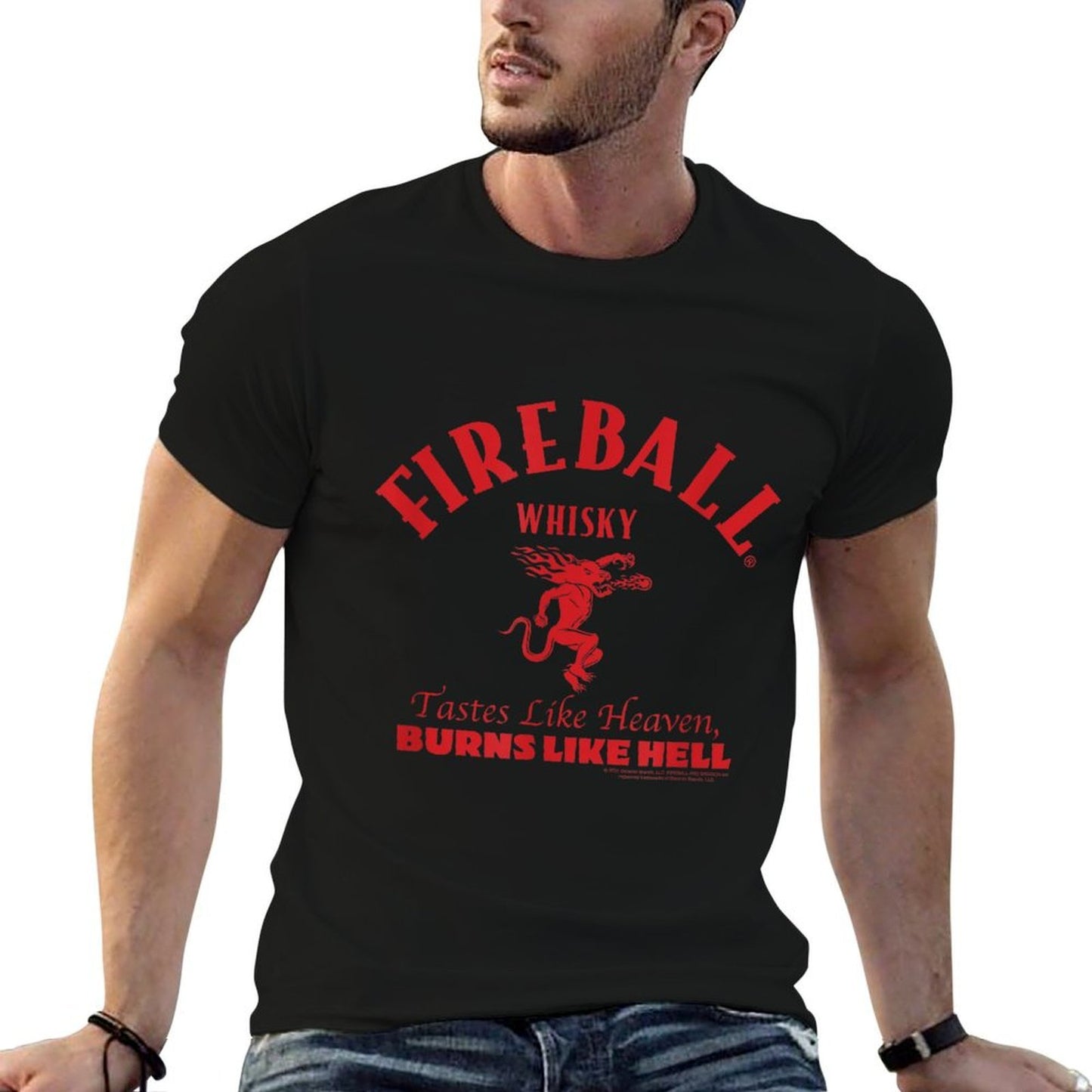 Fireball Cinnamon Whisky Tastes Like Heaven Burns Like Hell  Classic T-Shirt