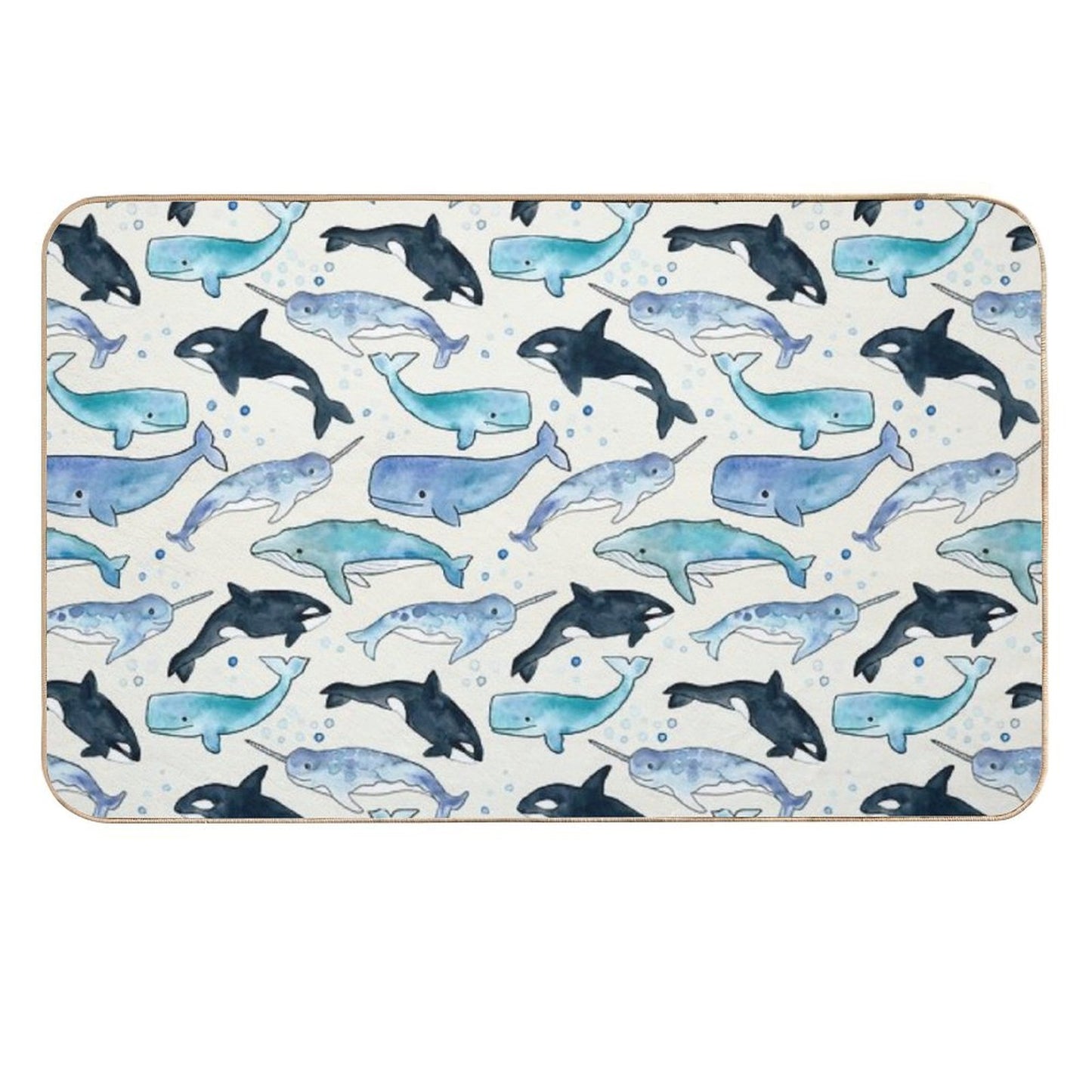 Whales, Orcas & Narwhals  Repositionable Bath Mat