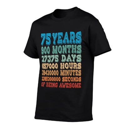 75 Years, Months, Days, Hours Of Being Awesome 75th Birthday  Heathered Texture T-Shirt