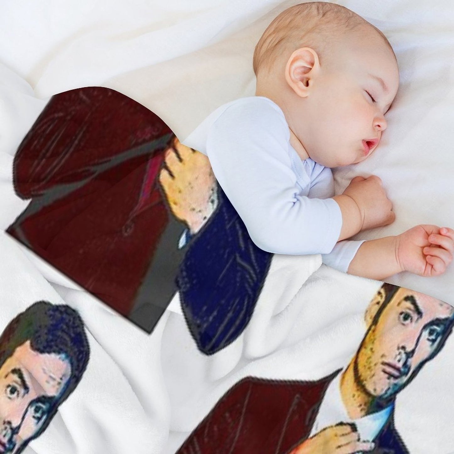 Pastel Holographic Bill Hader Sustainable Throw Blanket