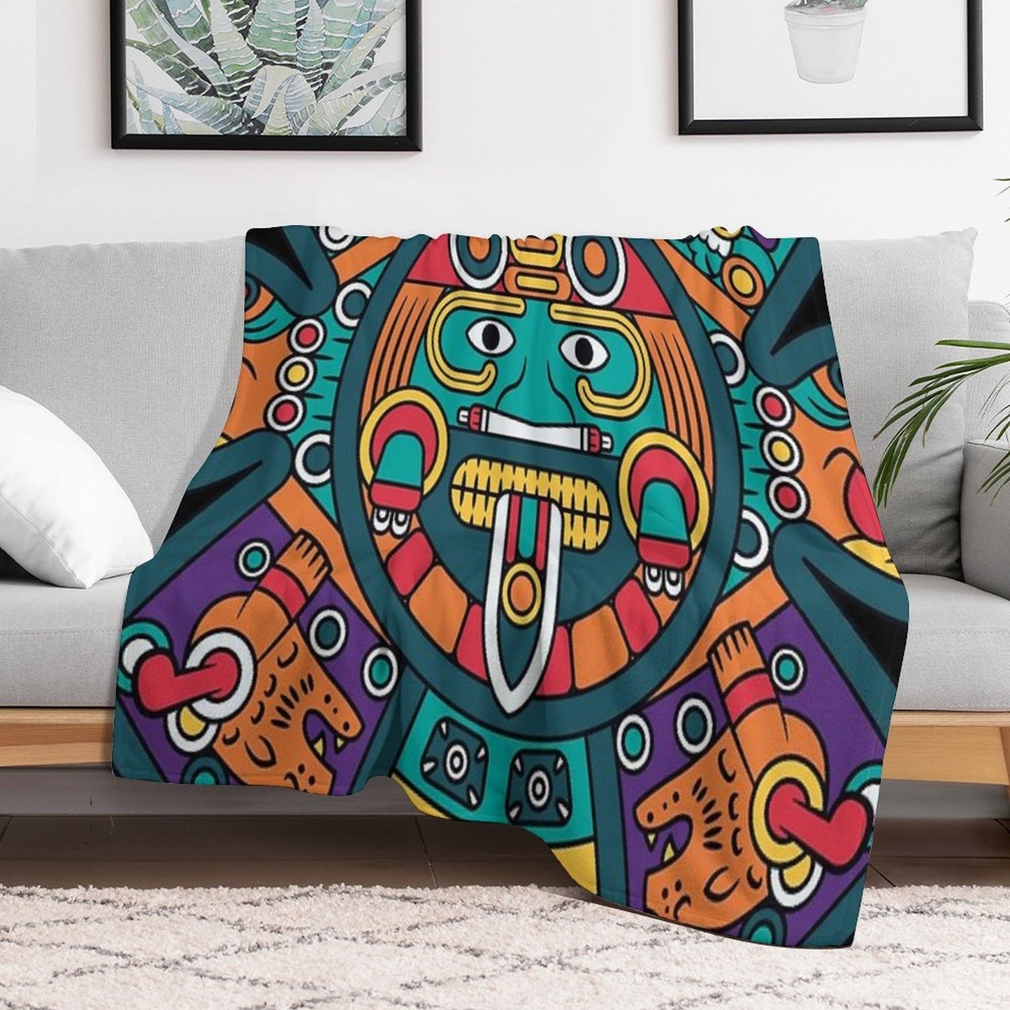 Mayan Aztec Calendar Art Comfort Throw Blanket