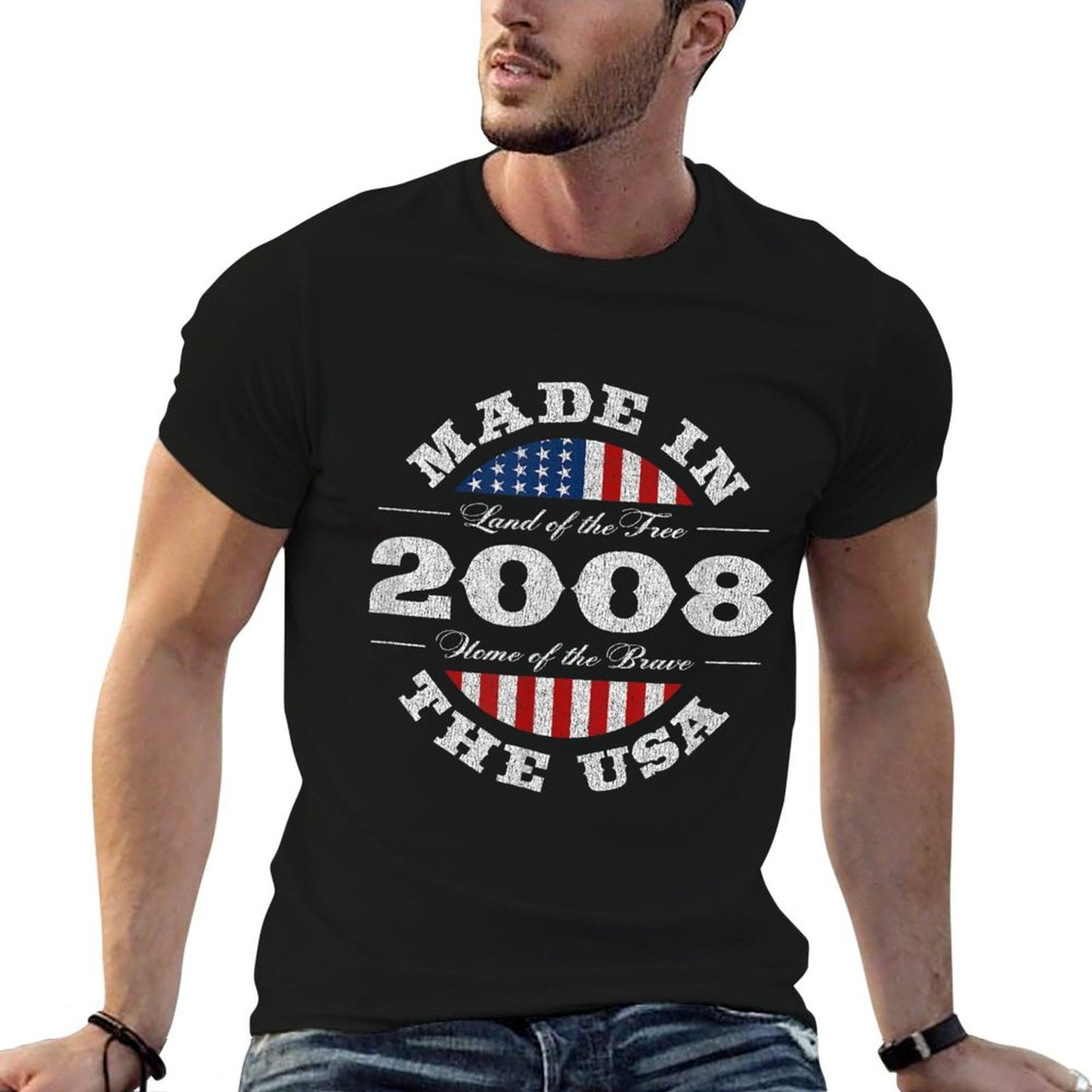 17 Year Old Patriotic American USA 2008 17th Birthday  Stretchy T-Shirt