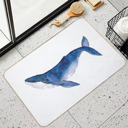 Humpback Whale in Watercolor  Absorbent Bath Mat