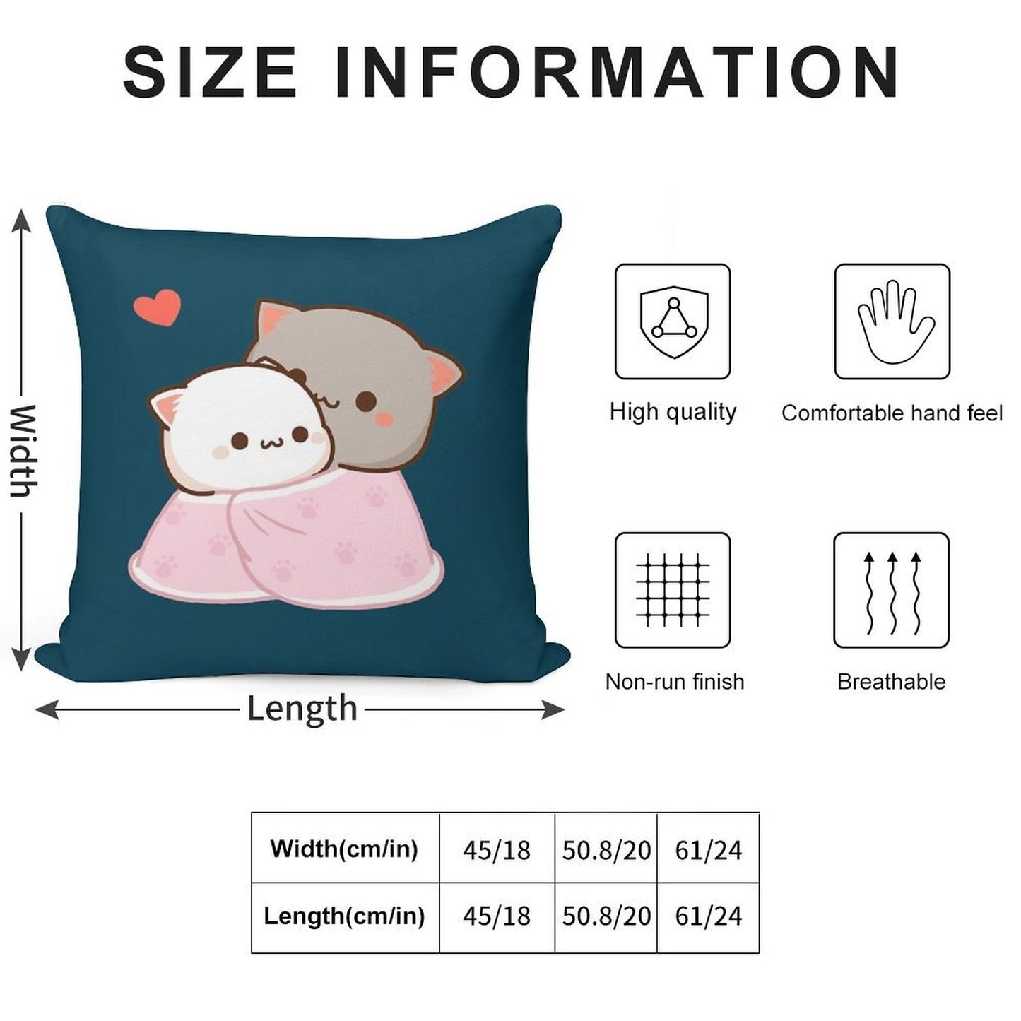 Peach And Goma Cuddling - Mochi Peach Cat Soft Hidden Zipper Throw Pillow