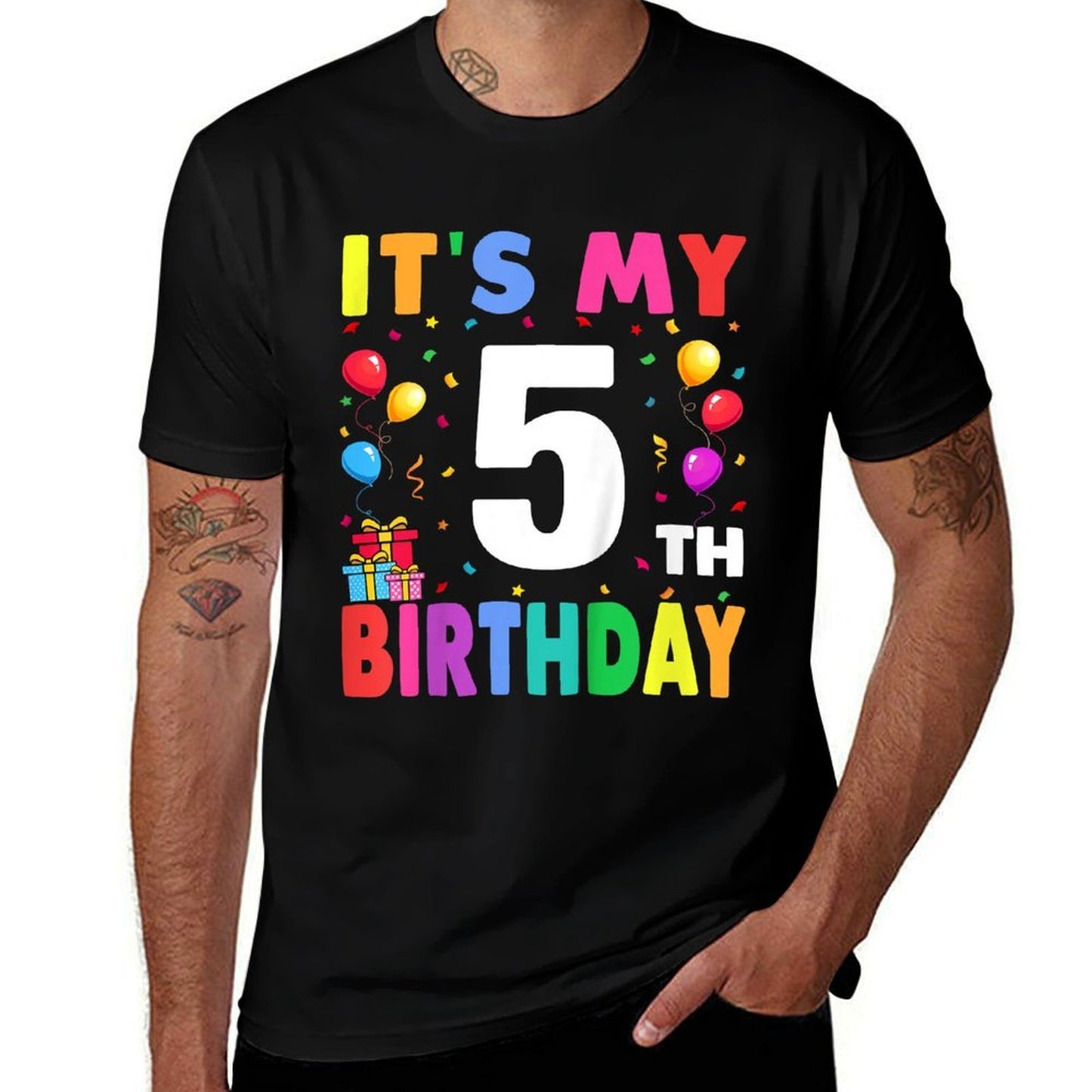 It&#39;s My 5th Birthday 5 Five Happy Birthday Boys Or Girls  Oversized Silhouette T-Shirt