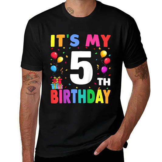 It&#39;s My 5th Birthday 5 Five Happy Birthday Boys Or Girls  Oversized Silhouette T-Shirt