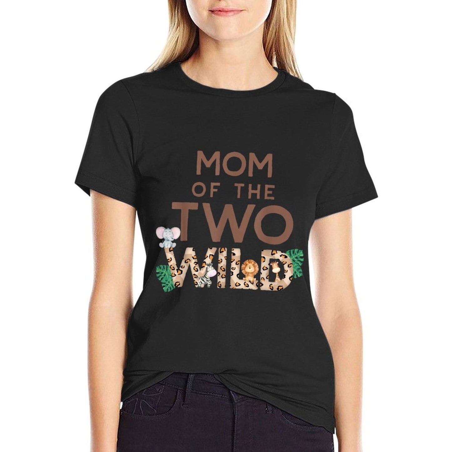 Mom of The Two Wild Animal Safari 2nd Birthday Theme Family  Fade-proof Color T-Shirt