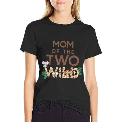 Mom of The Two Wild Animal Safari 2nd Birthday Theme Family  Fade-proof Color T-Shirt