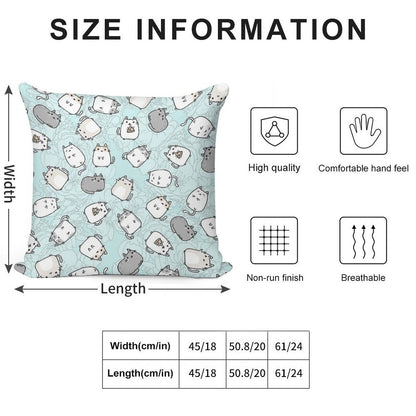 Cute Kawaii Cats Cat Pattern Soft Anti-Pilling Throw Pillow
