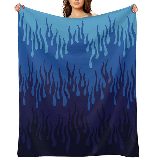 Blue Fire Flame Print Design Durable Throw Blanket