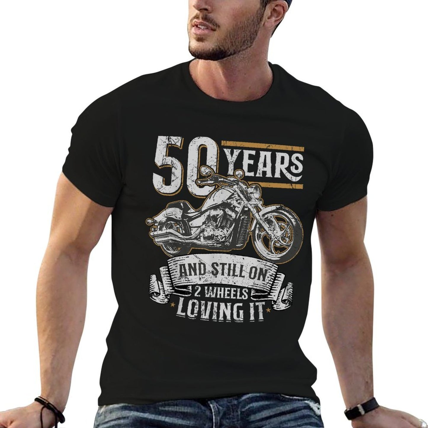 50 Years And Still On 2 Wheels Loving It 50th Birthday  Slim-fit Cut T-Shirt