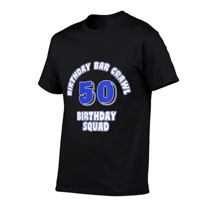 Womens 50th Birthday, Birthday Bar Crawl, Birthday Squad  Polyester Blend T-Shirt